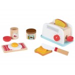 Set mic dejun de jucarie Toaster din lemn cu accesorii - Prajitor de paine pentru copii